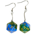 Purple & Green Resin Layered - D20 Earings