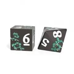 7pcs Dice Metal Lotus White Font Glitter Green Nickel