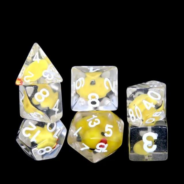 7pcs Dice Resin Filled White Font Duck Clear