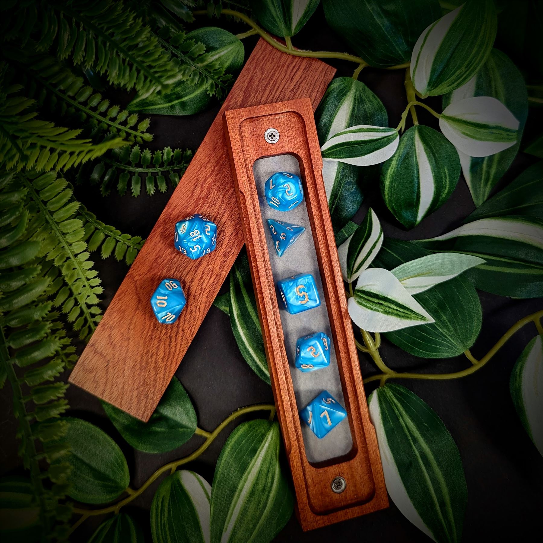 Blue Silk Acrylic - 7pcs RPG Full Dice Set
