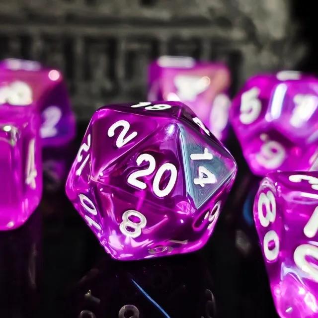7pcs Dice Acrylic Metallic Clear Purple