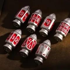 7pcs Dice Metal Bullet Silver Red