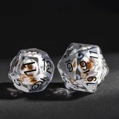 7pcs Dice Resin Filled Black Font Skull Clear