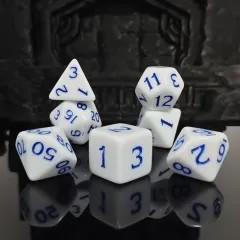 7pcs Dice Acrylic Blend Blue Font Solid White