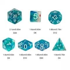 7pcs Dice Resin Swirl White Font Clear Blue Multicolour