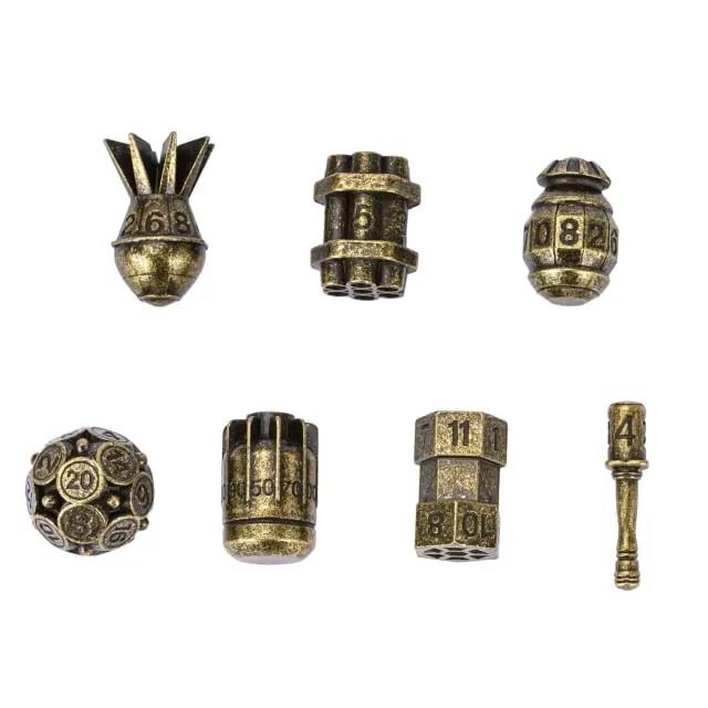 7pcs Dice Metal Bomb Worn Bronze