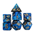 Blend of Black & Blue Acrylic - 7pcs RPG Full Dice Set