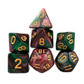 Glitter in Red & Green Acrylic - 7pcs RPG Full Dice Set