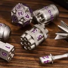 7pcs Dice Metal Bomb Purple Font Silver