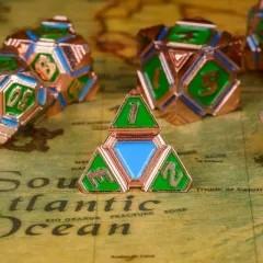 7pcs Dice Metal Alien Ship Green Blue Copper