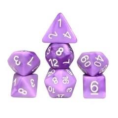 7pcs Dice Resin Swirl White Font Frosted Purple