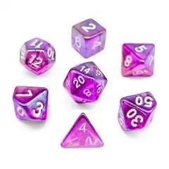 7pcs Dice Acrylic Metallic Clear Purple