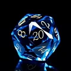 7pcs Dice Gem Glass Facet Gold Font Blue (UD)