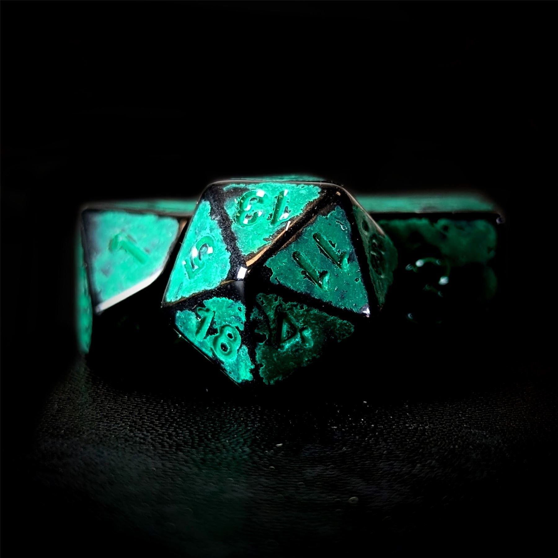 Washed Cyan on Black Acrylic - 7pcs RPG Full Dice Set